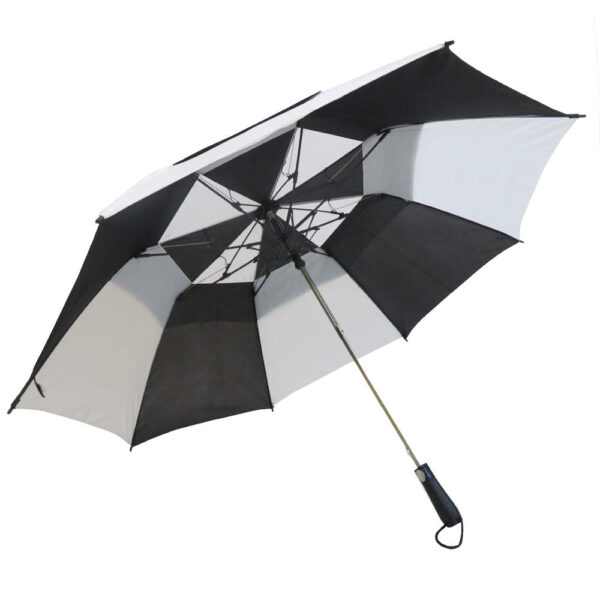 Double Layer Canopy Black and White Pattern Automatic Anti-wind 2 Fold Golf Umbrella