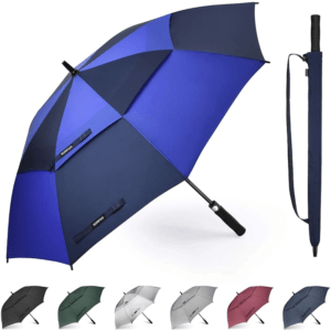 Durable Fiberglass Frame Promotional Gifts Reflective Stripe Canopy Golf Umbrella