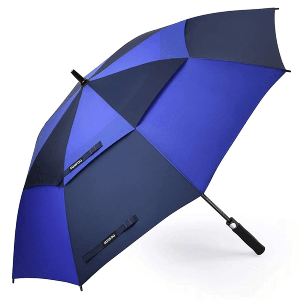 Factory Direct Promotion Firm Plain Blue Panel Automatic Anti Slip Handle Golf Umbrella