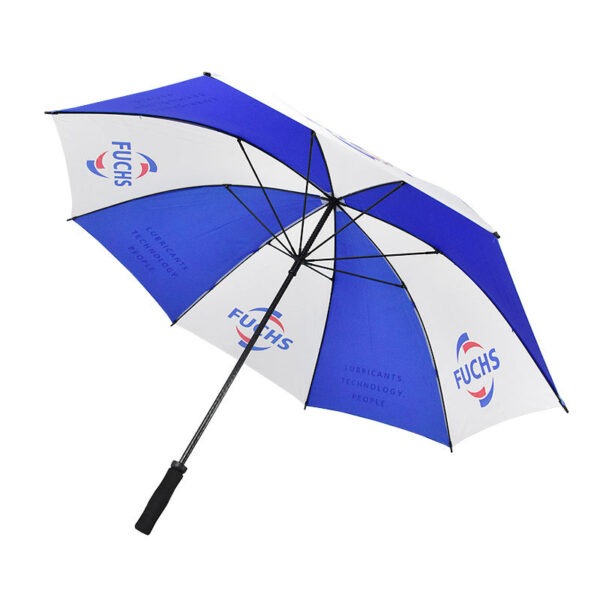 White Blue 12 Ribs Golf Straight umbrella with EVA Soft Handle