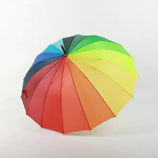 16 Ribs Large Straight Umbrella, Auto Open Long Handle Rainbow Umbrella, Double Person Business Gift Umbrella for Insurance Promotion