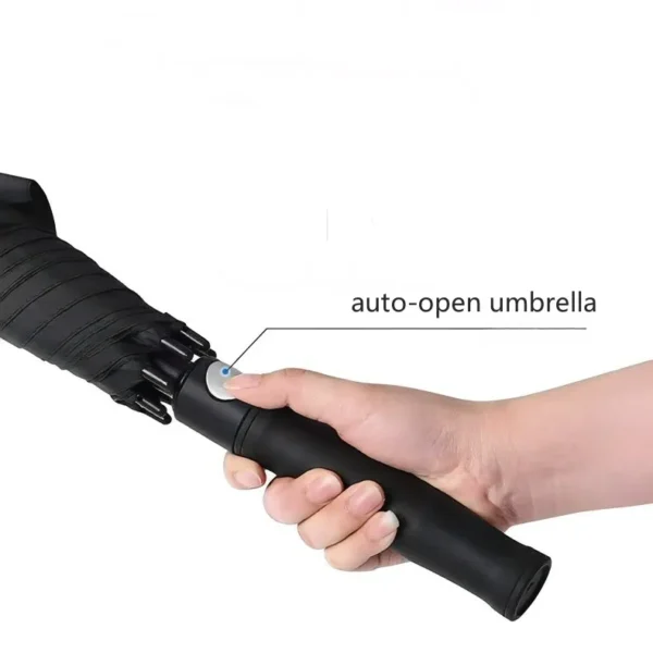 8 Full Fiber Ribs Automatic Straight Umbrella, Large Canopy for Two Adults, Windproof Business Umbrella, Dual Use for Sun and Rain