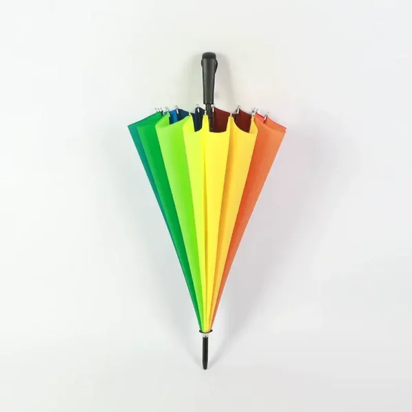 Auto Open 16 Bone Long Shaft Straight Umbrella, Oversized Rainbow Umbrella for Two People, Corporate & Insurance Promotional Gift Umbrella Wholesale