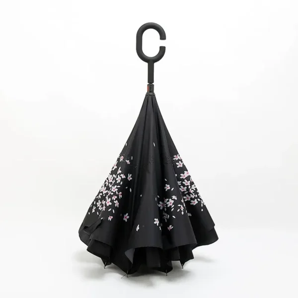 Double Layer C-Handle Inverted Umbrella, Manual Auto Open Reverse Umbrella, Large Windproof 2 Person Umbrella Custom Logo
