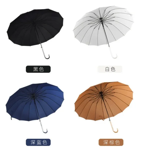 Japanese Small Fresh Long Handle Umbrella, 16 Reinforced Ribs Large Double Size Umbrella, Rain Sun Shade Dual Use Umbrella Wholesale