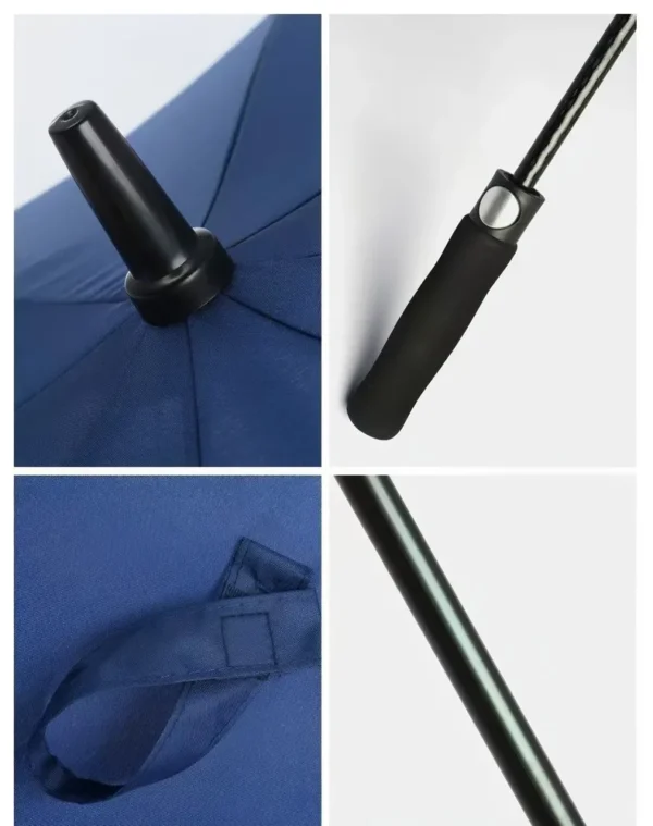 One-Click Automatic Long Handle Straight Umbrella, 8 Reinforced Fiber Ribs, Large Double Size Business Umbrella, Windproof Sun Rain Umbrella