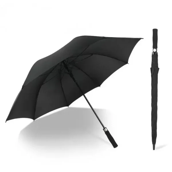 Oversized 8-Rib Full Fiber Straight Umbrella, One-Touch Auto Open, Wind Resistant Business Umbrella for 2 People, Rain & Sun Protection