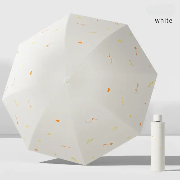 Fresh Series 3 Fold Umbrella 8 Ribs Black Glue Coating Sun Protection Rainproof