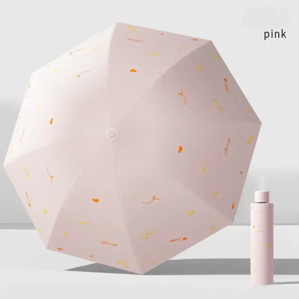 Fresh Style 3 Fold Umbrella 8 Ribs Black Glue Coating Effective Cooling Sun Rain Dual Use