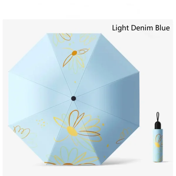 Mini 3-Fold Umbrella 8 Ribs Black Glue Sun Defense Cooling Dual Purpose