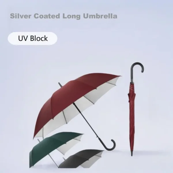 Promotional Gift Umbrella Custom Logo Available, Fiberglass Ribs Silver Coated Pongee Umbrella