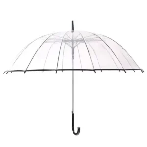 Sturdy Iron Frame Clear Umbrella, Fade Resistant No Burrs 16 Bone Long Rain Umbrella